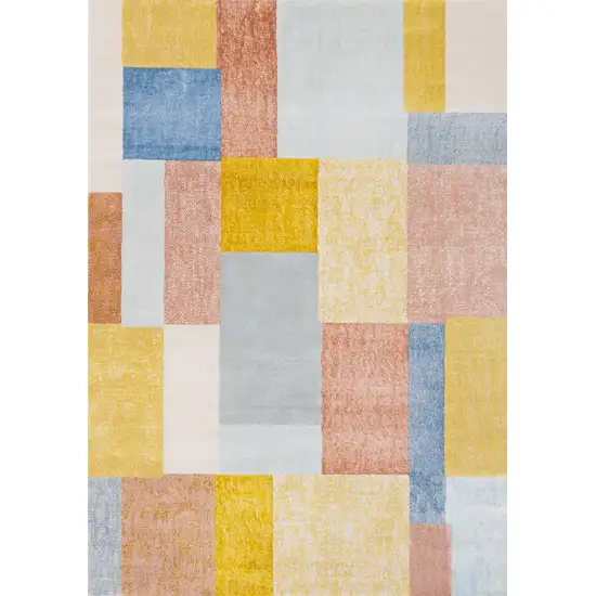 Yellow Orange And Blue Geometric Area Rug Photo 4