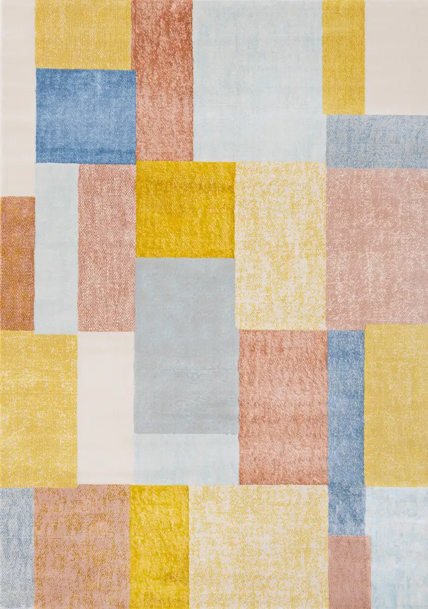 Yellow Orange And Blue Geometric Area Rug Photo 4