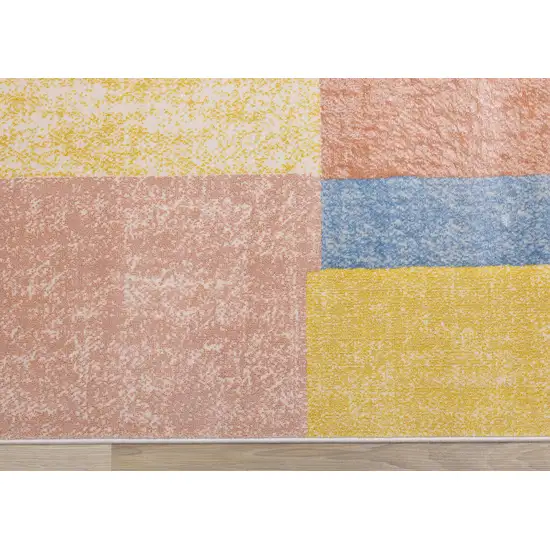 Yellow Orange And Blue Geometric Area Rug Photo 9