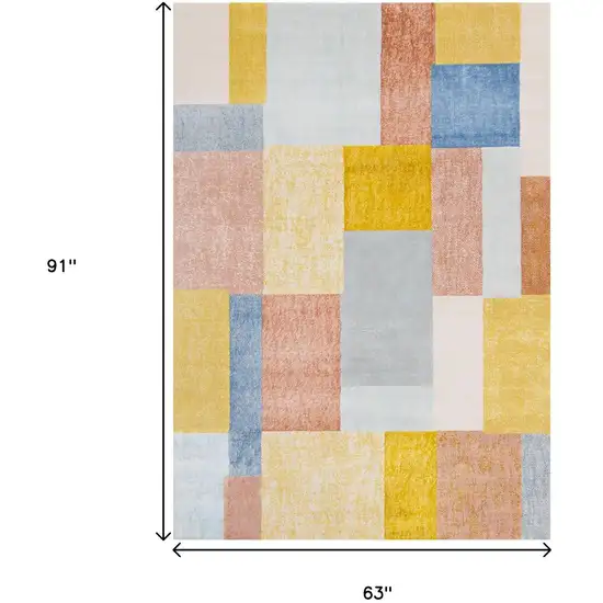 Yellow Orange And Blue Geometric Area Rug Photo 3