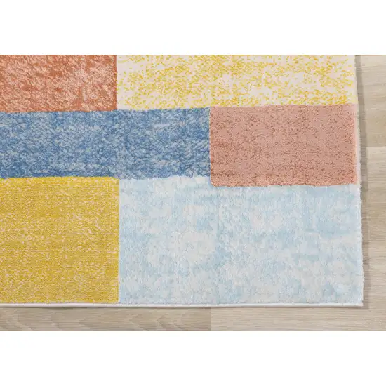 Yellow Orange And Blue Geometric Area Rug Photo 9