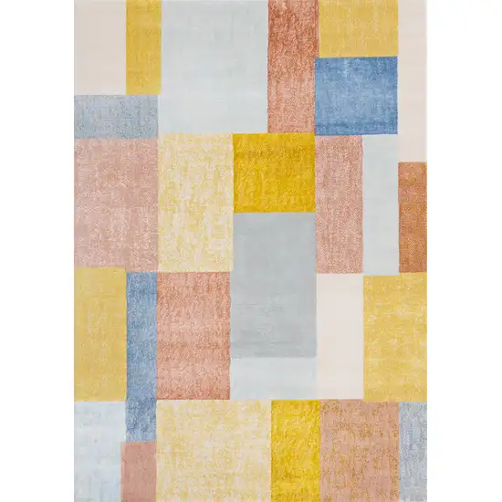 Yellow Orange And Blue Geometric Area Rug Photo 2