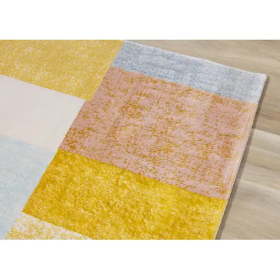 Yellow Orange And Blue Geometric Area Rug Photo 8
