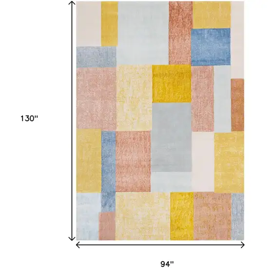 Yellow Orange And Blue Geometric Area Rug Photo 3