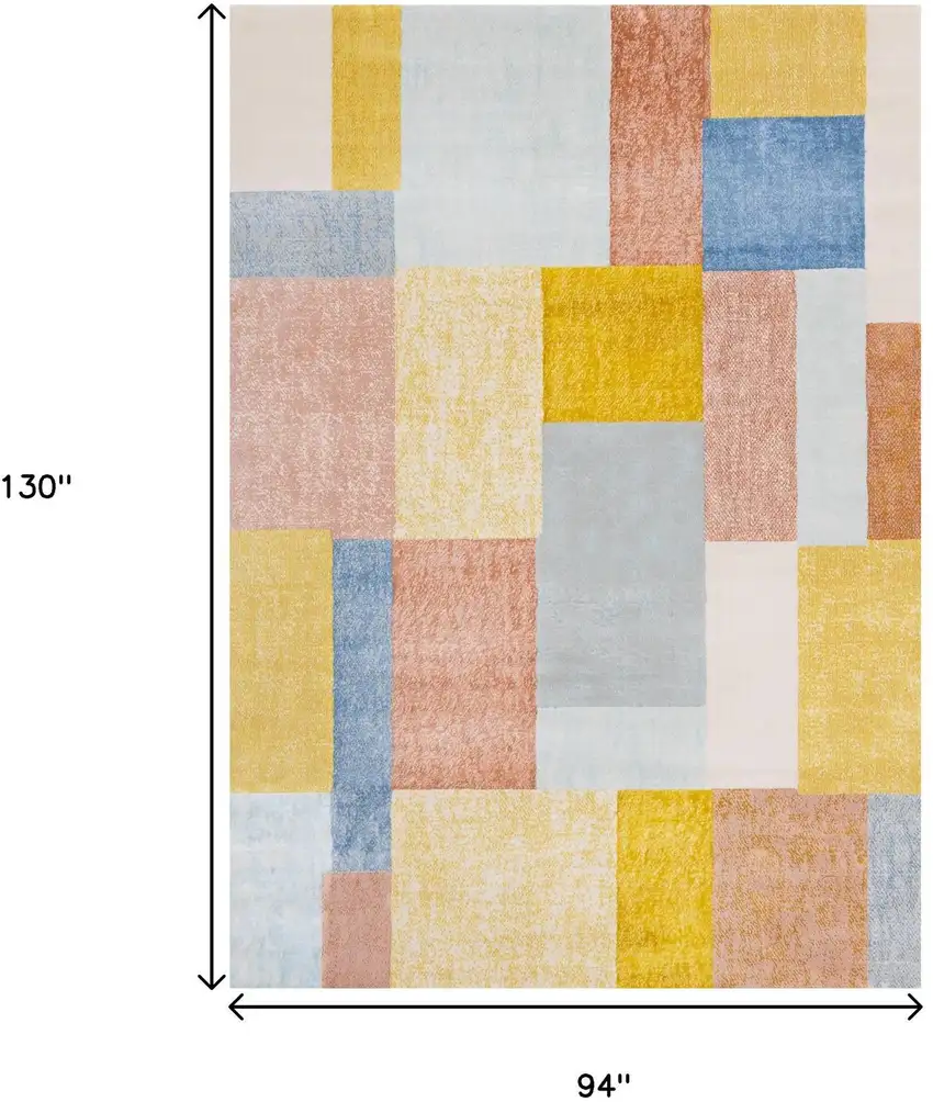 Yellow Orange And Blue Geometric Area Rug Photo 3