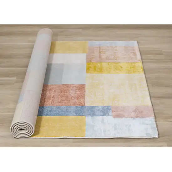 Yellow Orange And Blue Geometric Area Rug Photo 9