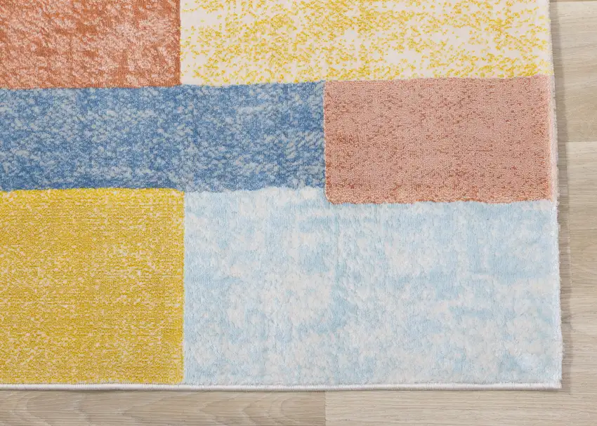 Yellow Orange And Blue Geometric Area Rug Photo 8