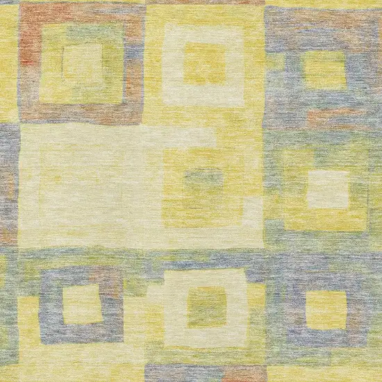 Yellow Orange Purple And Ivory Geometric Washable Area Rug With UV Protection Photo 2