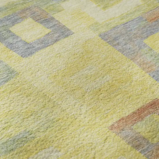 Yellow Orange Purple And Ivory Geometric Washable Area Rug With UV Protection Photo 9