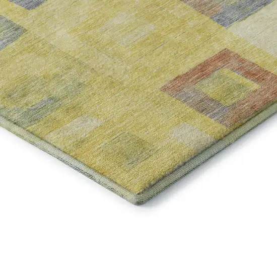 Yellow Orange Purple And Ivory Geometric Washable Area Rug With UV Protection Photo 7
