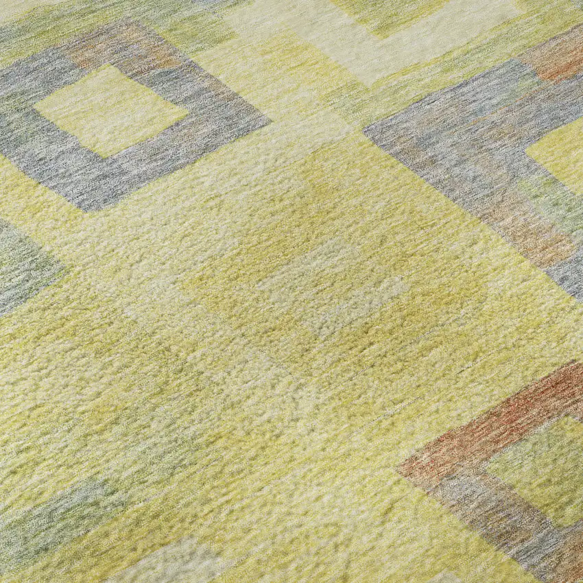 Yellow Orange Purple And Ivory Geometric Washable Area Rug With UV Protection Photo 9