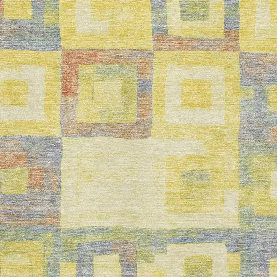 Yellow Orange Purple And Ivory Geometric Washable Area Rug With UV Protection Photo 2