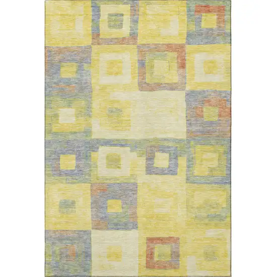 Yellow Orange Purple And Ivory Geometric Washable Area Rug With UV Protection Photo 3