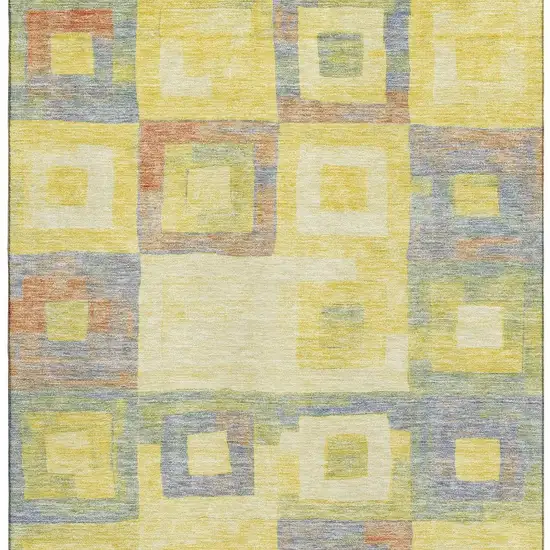 Yellow Orange Purple And Ivory Geometric Washable Area Rug With UV Protection Photo 3