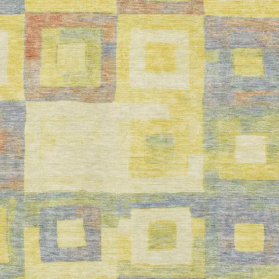 Yellow Orange Purple And Ivory Geometric Washable Area Rug With UV Protection Photo 2