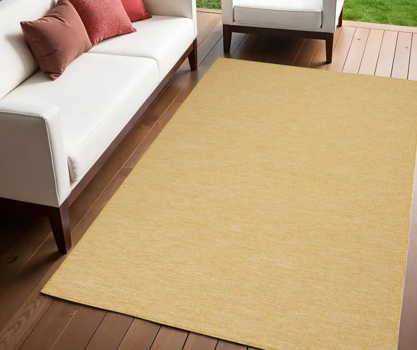 Yellow Power Loom Area Rug Photo 1