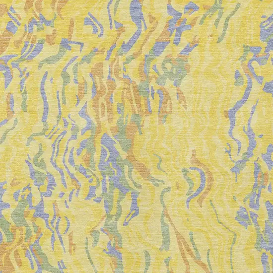 Yellow Purple And Green Abstract Washable Indoor Outdoor Area Rug Photo 7