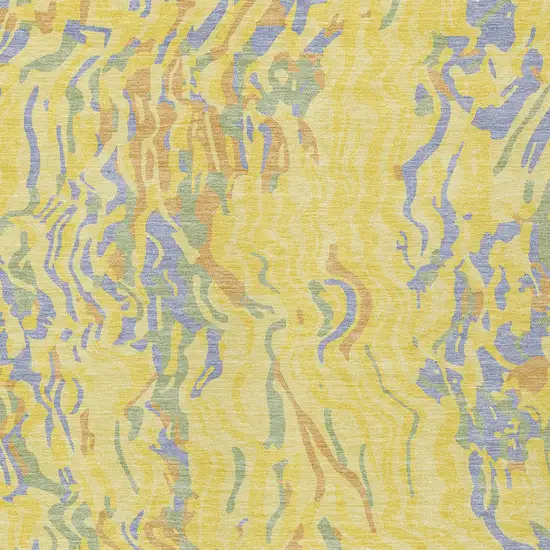 Yellow Purple And Green Abstract Washable Indoor Outdoor Area Rug Photo 7
