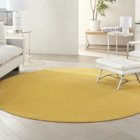 Yellow Round Indoor Outdoor Area Rug Photo 9
