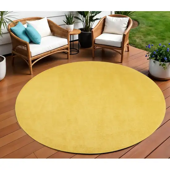 Yellow Round Indoor Outdoor Area Rug Photo 2