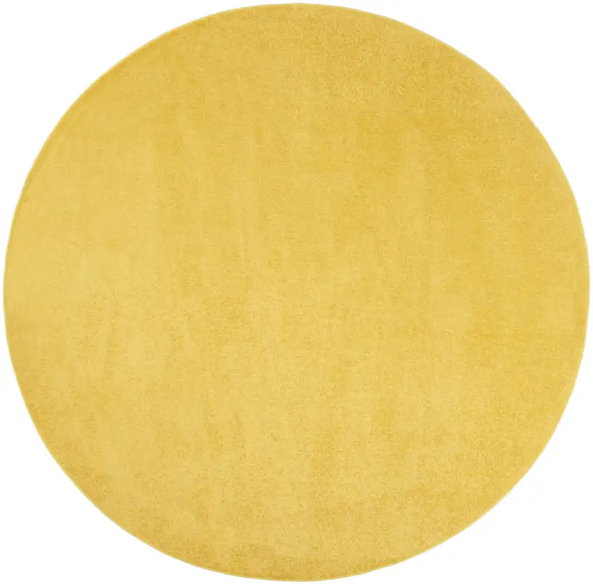 Yellow Round Indoor Outdoor Area Rug Photo 3