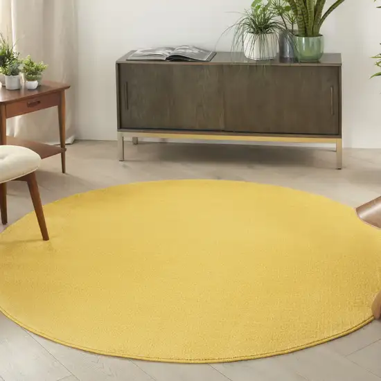 Yellow Round Indoor Outdoor Area Rug Photo 7