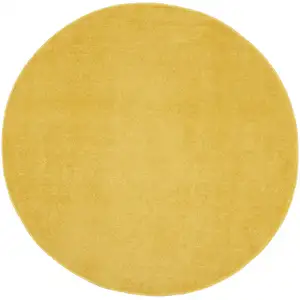 Photo of Yellow Round Non Skid Indoor Outdoor Area Rug