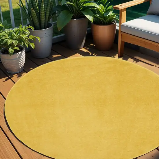 Yellow Round Indoor Outdoor Area Rug Photo 2