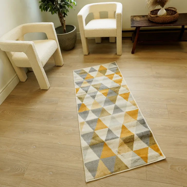 Yellow Triangular Lattice Area Rug Photo 4