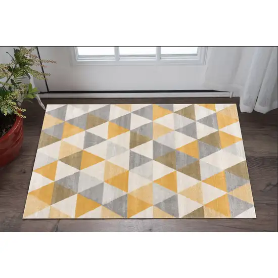 Yellow Geometric Dhurrie Area Rug Photo 1