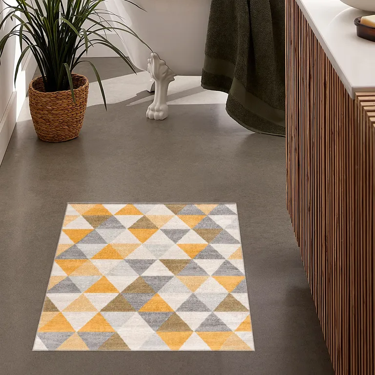 Yellow Triangular Lattice Area Rug Photo 2