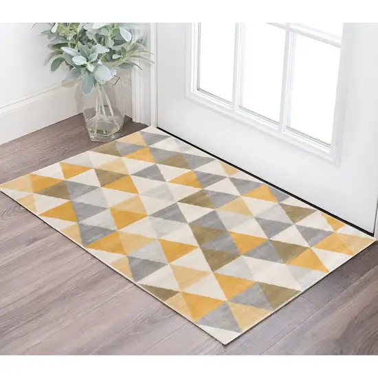 Yellow and Ivory Geometric Area Rug Photo 1