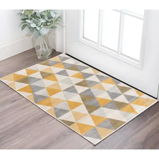 Yellow and Ivory Geometric Area Rug Photo 1