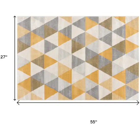 Yellow and Ivory Geometric Area Rug Photo 3
