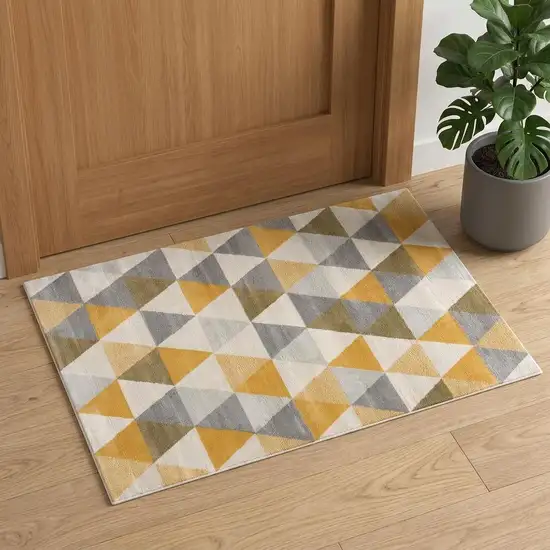 Yellow and Ivory Geometric Area Rug Photo 1