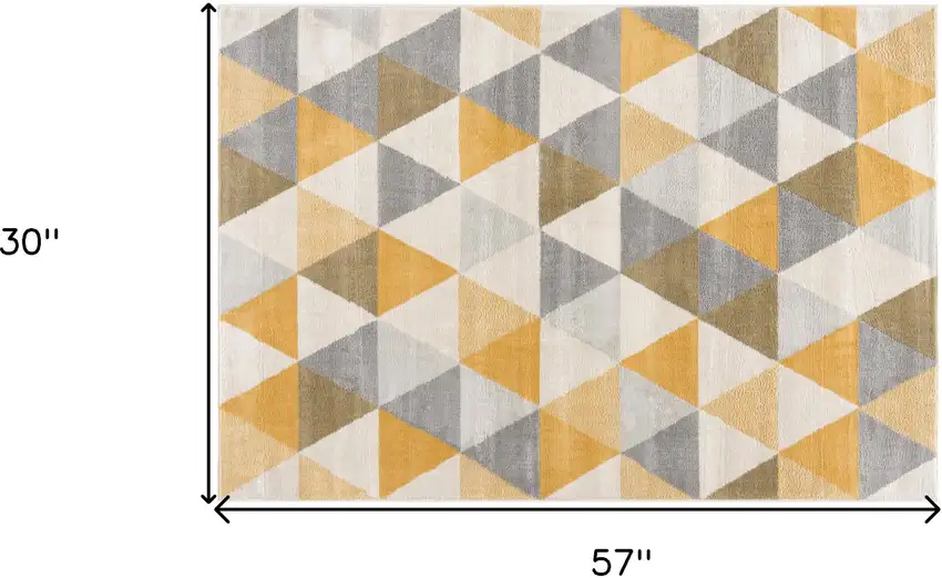 Yellow and Ivory Geometric Area Rug Photo 3