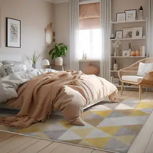Photo of Yellow Triangular Lattice Area Rug