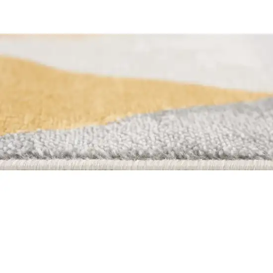 15' Yellow And Ivory Geometric Runner Rug Photo 6