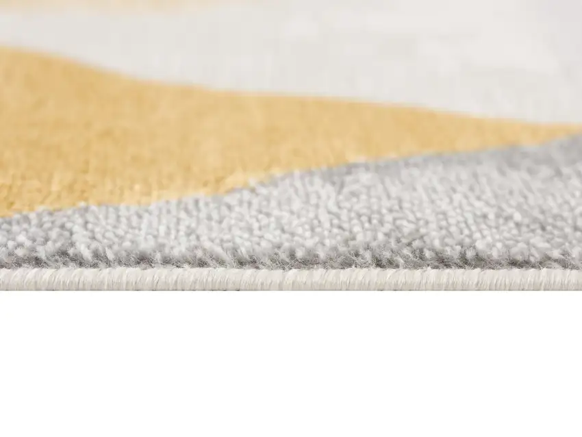 15' Yellow And Ivory Geometric Runner Rug Photo 6