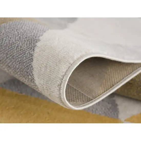 15' Yellow And Ivory Geometric Runner Rug Photo 8