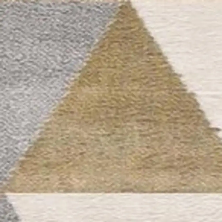 15' Yellow And Ivory Geometric Runner Rug Photo 7