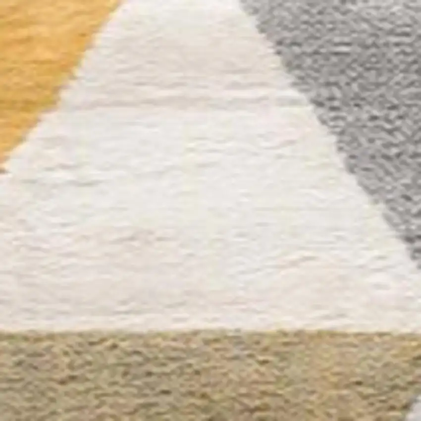 20' Yellow And Ivory Geometric Runner Rug Photo 4