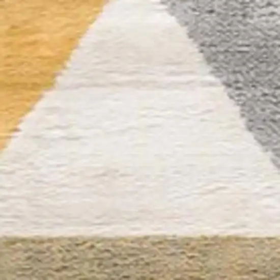 8' Yellow And Ivory Geometric Runner Rug Photo 4