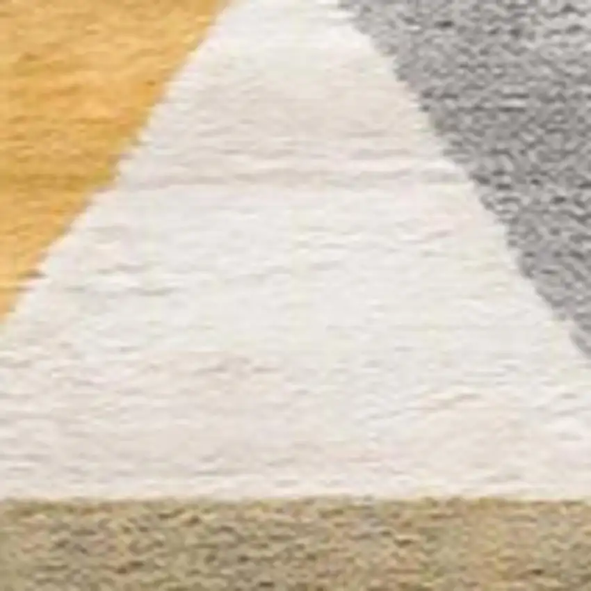 8' Yellow And Ivory Geometric Runner Rug Photo 4