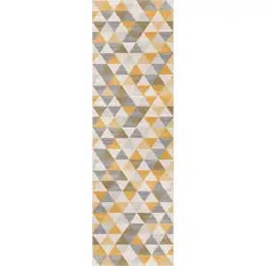 Photo of Yellow Triangular Lattice Runner Rug
