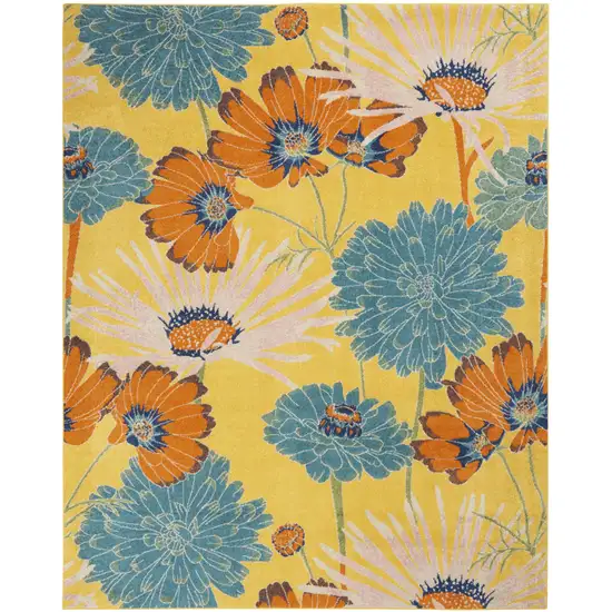 Yellow Tropical Floral Power Loom Area Rug Photo 9