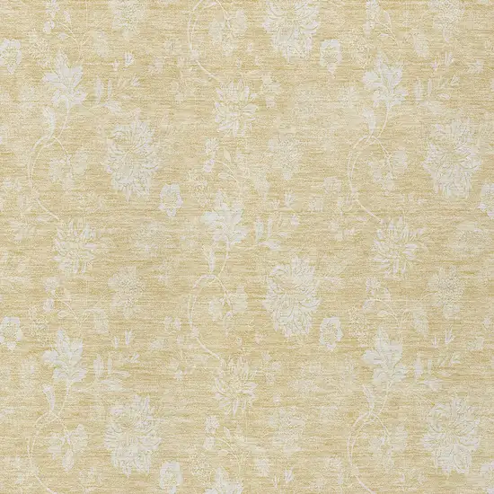 Yellow Wheat And Ivory Floral Washable Indoor Outdoor Area Rug Photo 9