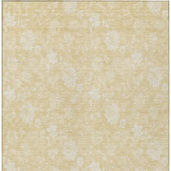 Yellow Wheat And Ivory Floral Washable Indoor Outdoor Area Rug Photo 6