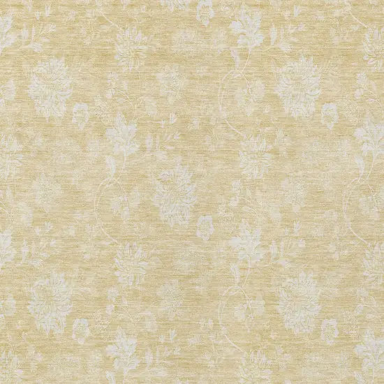 Yellow Wheat And Ivory Floral Washable Indoor Outdoor Area Rug Photo 5