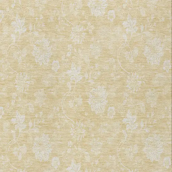 Yellow Wheat And Ivory Floral Washable Indoor Outdoor Area Rug Photo 5